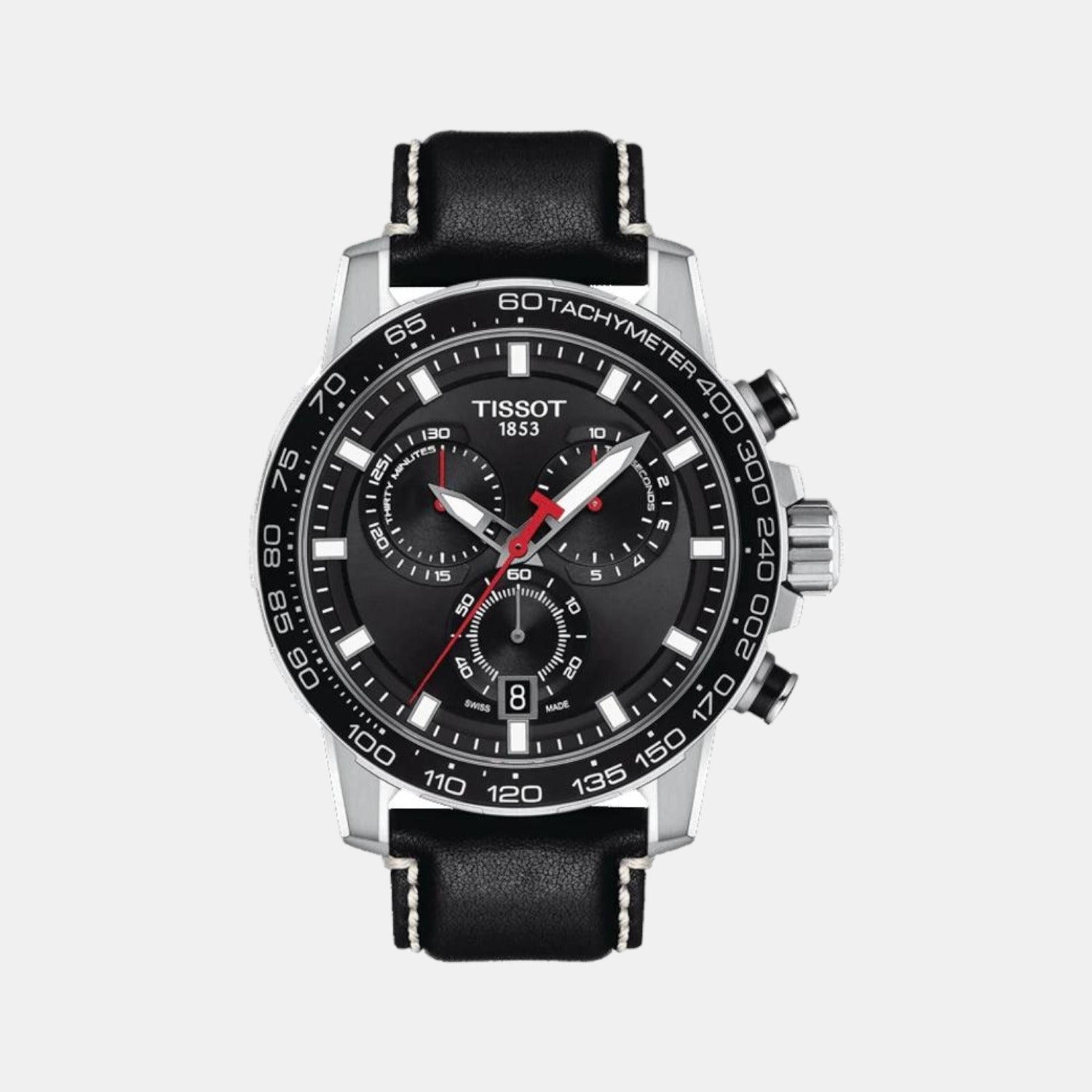 Supersport Men Quartz Black Dial Chronograph Leather Watch T1256171605100