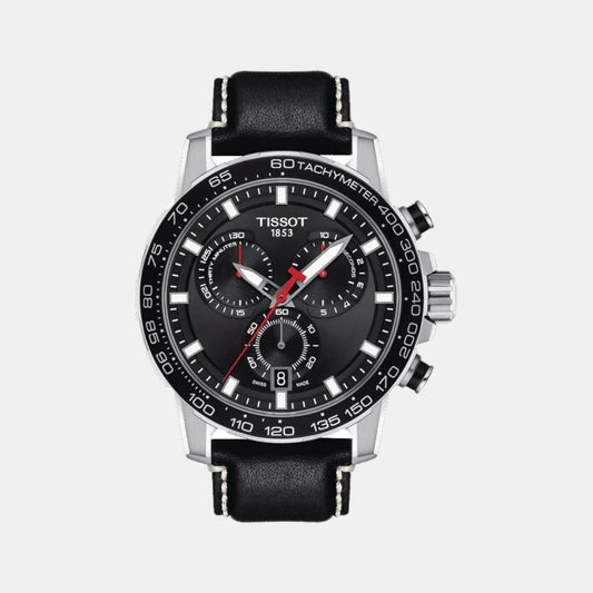 Supersport Men Quartz Black Dial Chronograph Leather Watch T1256171605100