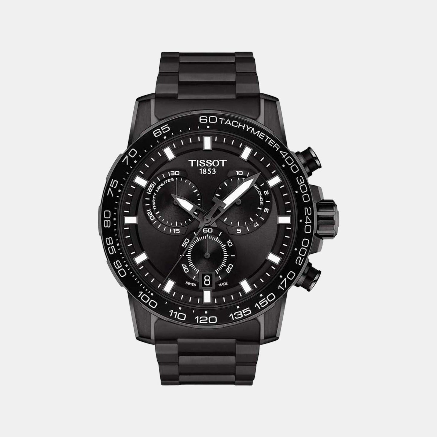 Supersport Men Quartz Black Dial Chronograph Stainless Steel Watch T1256173305100