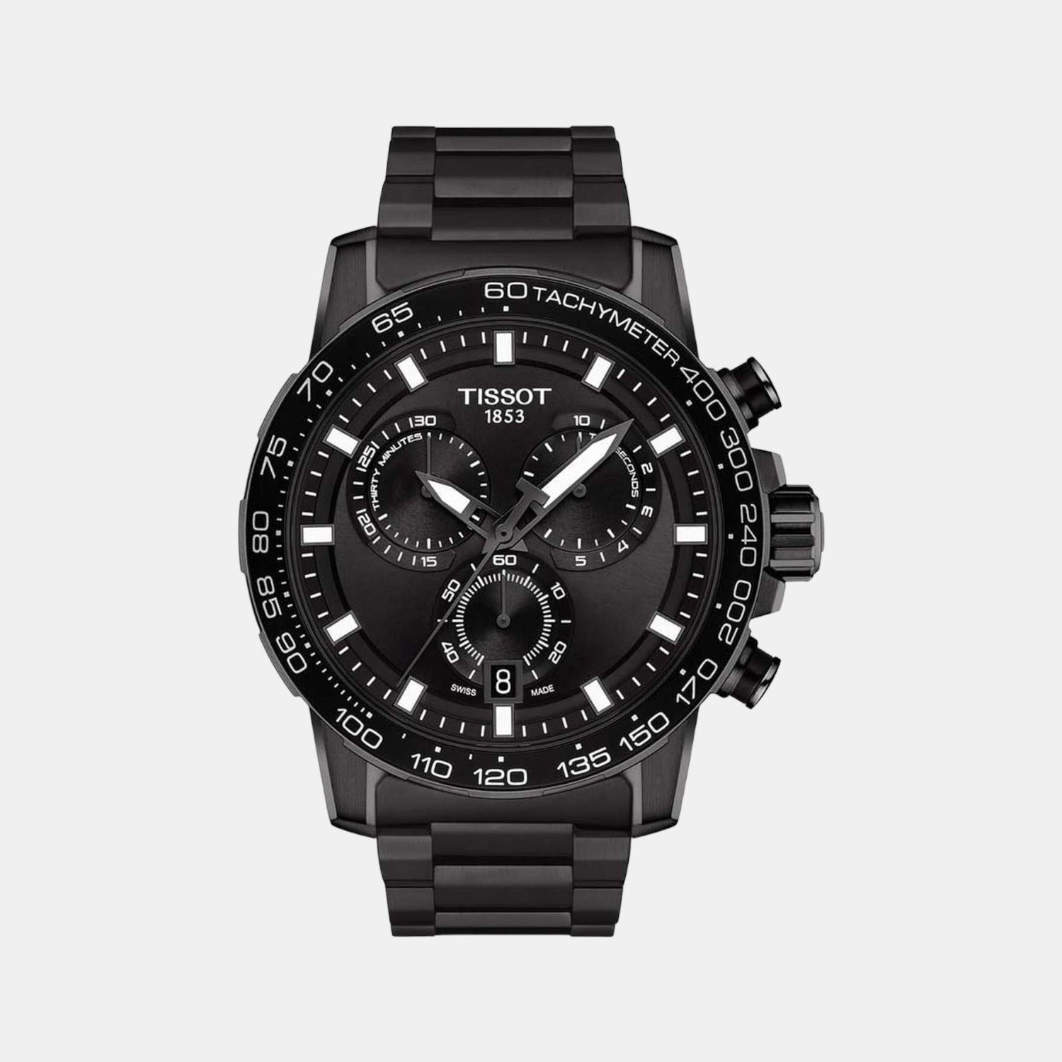 Supersport Men Quartz Black Dial Chronograph Stainless Steel Watch T1256173305100