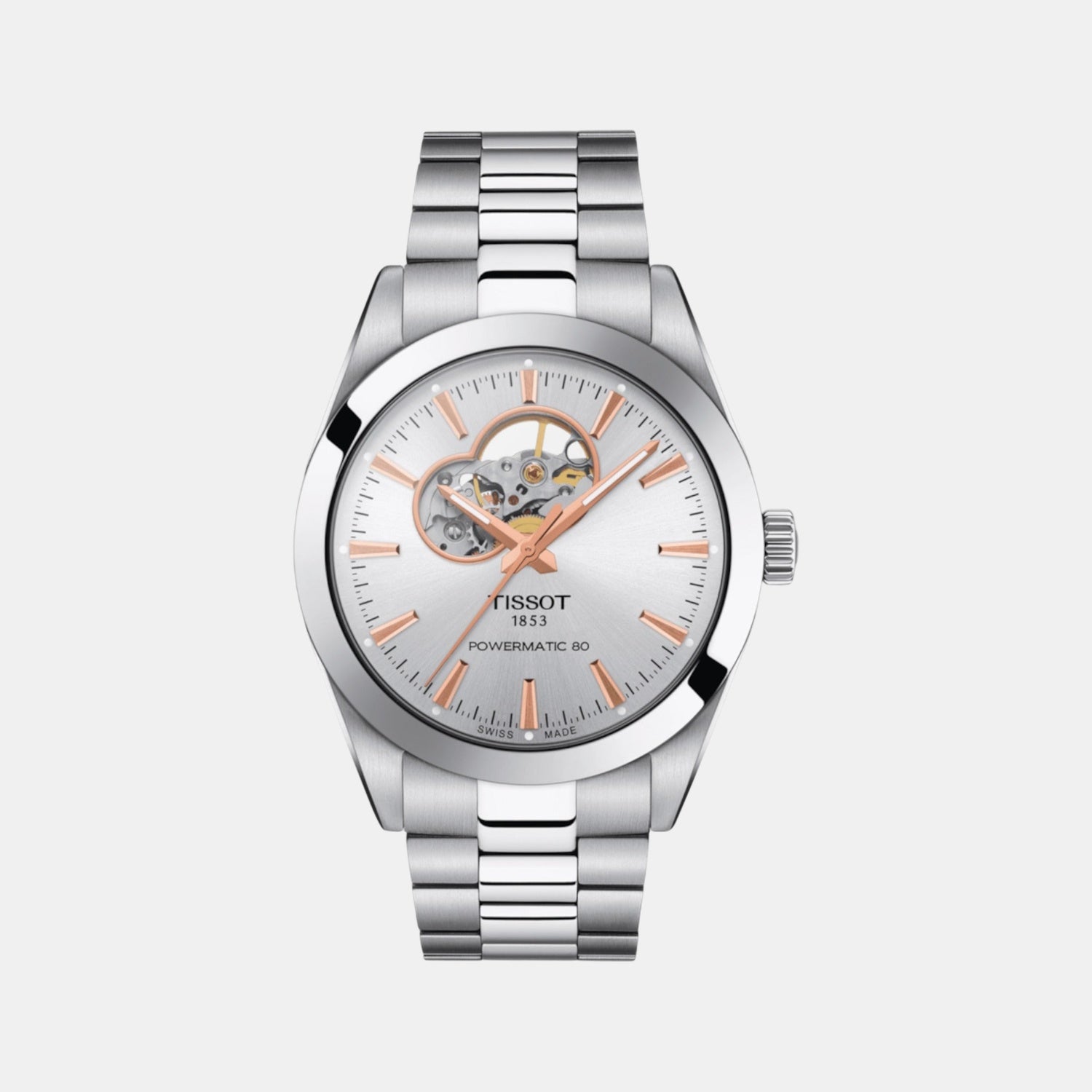 Tissot Gentleman Men Automatic Silver Dial Analog Stainless Steel Watch T1274071103101