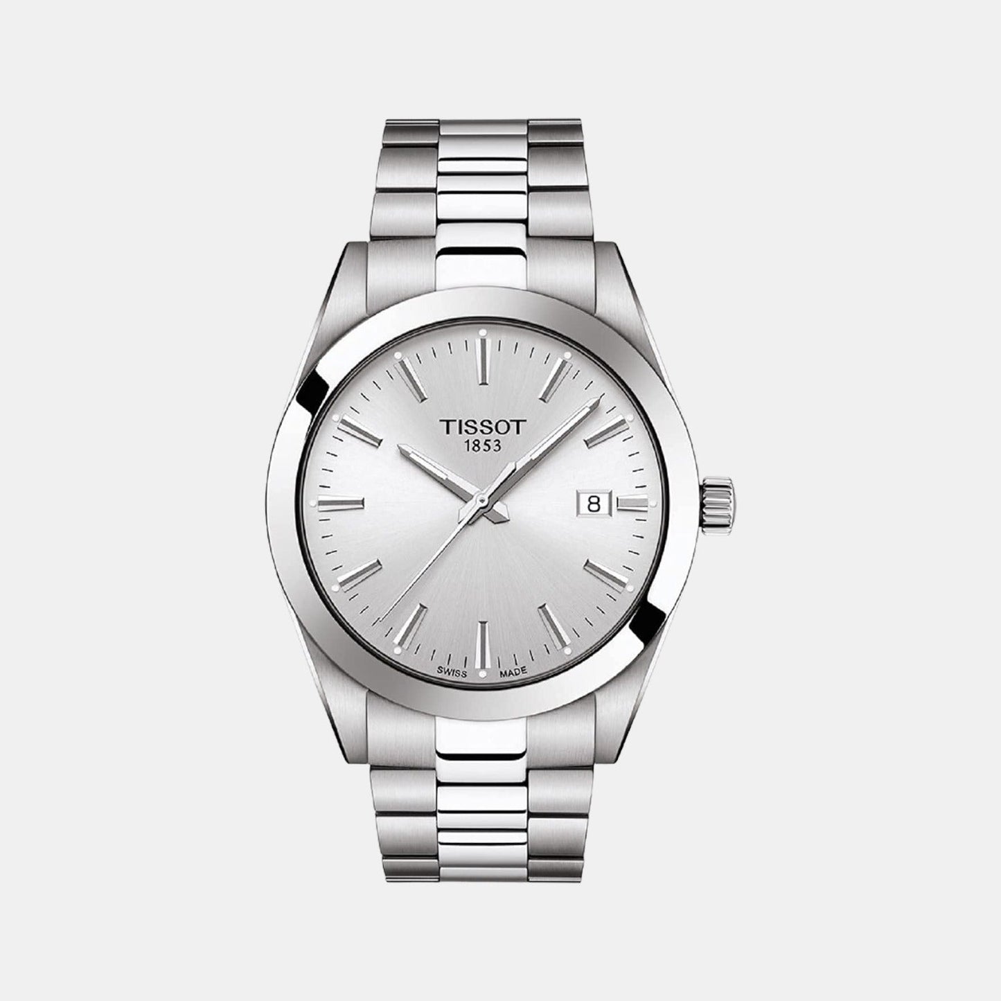 Tissot Gentleman Men Quartz Silver Dial Analog Stainless Steel Watch T1274101103100