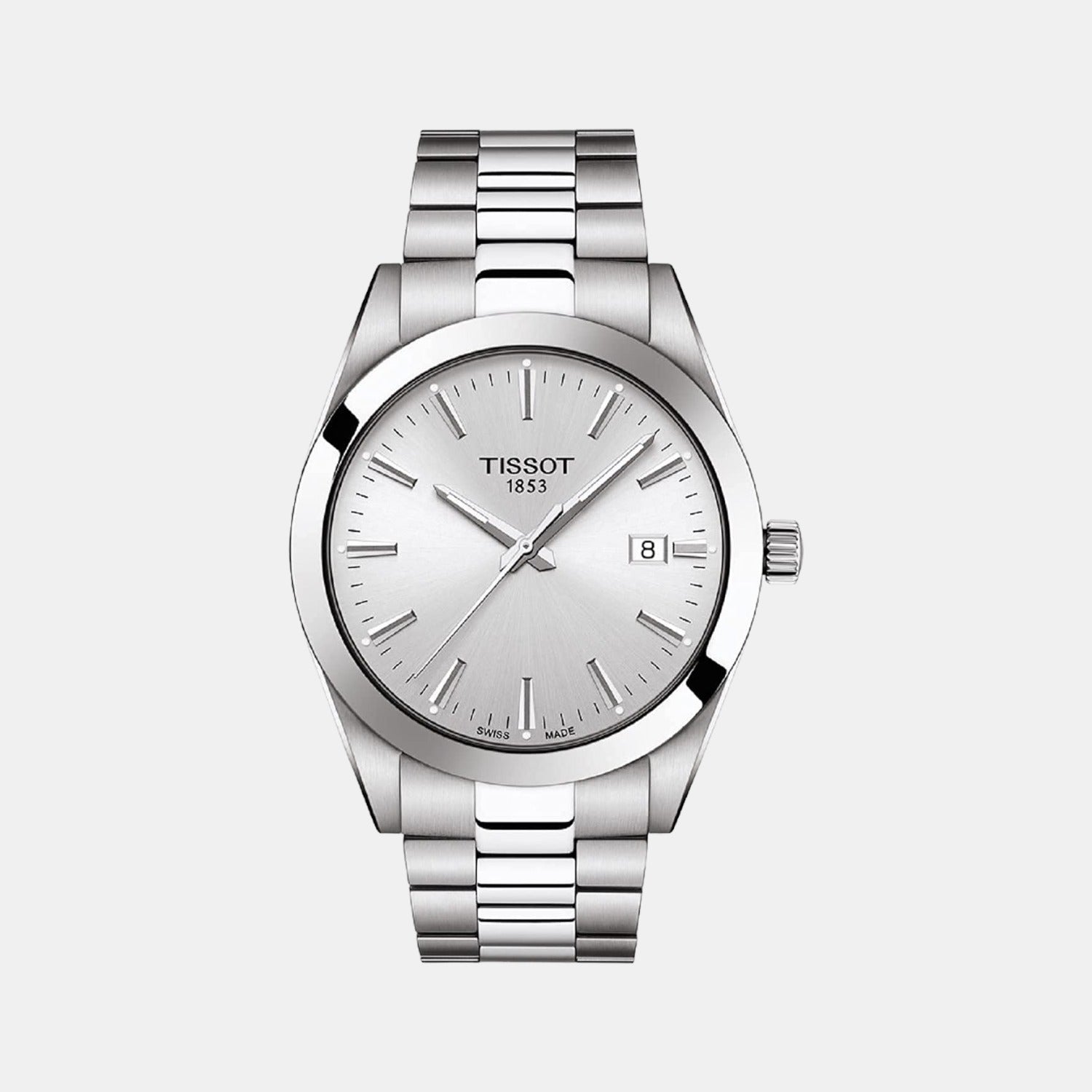 Tissot Gentleman Men Quartz Silver Dial Analog Stainless Steel Watch T1274101103100
