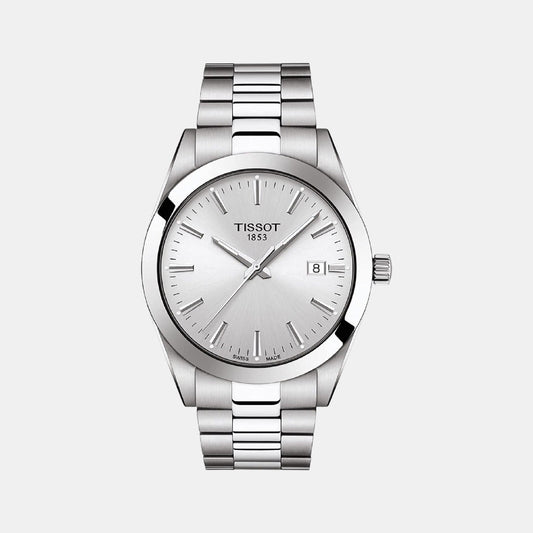 Tissot Gentleman Men Quartz Silver Dial Analog Stainless Steel Watch T1274101103100