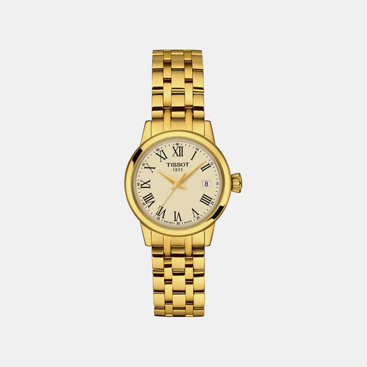 Classic Dream Women Quartz Ivory Dial Analog Stainless Steel Watch T1292103326300