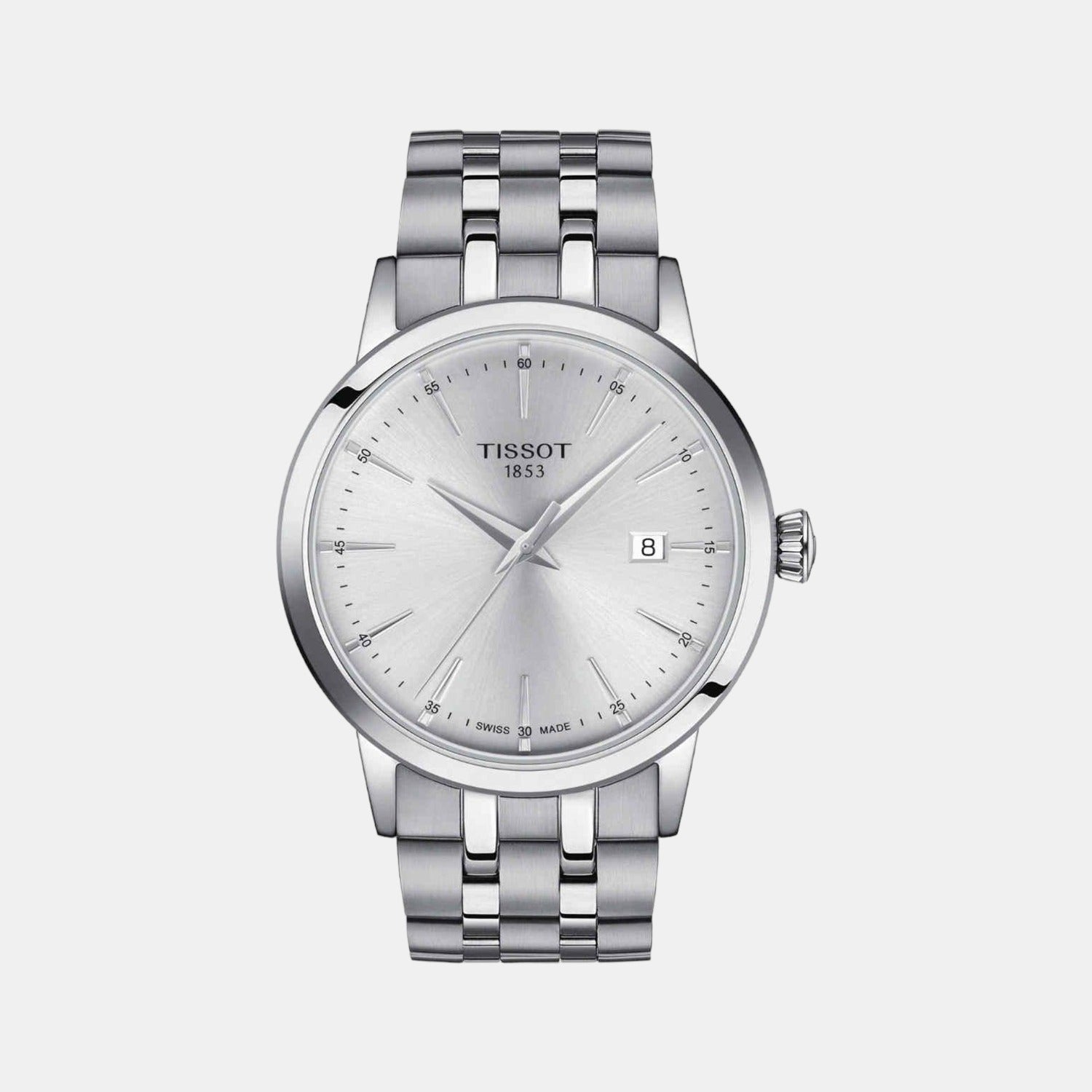 Classic Men Quartz Silver Dial Analog Stainless Steel Watch T1294101103100