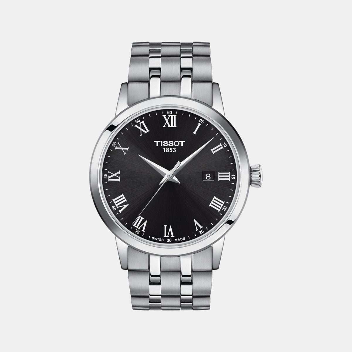 Classic Men Quartz Black Dial Analog Stainless Steel Watch T1294101105300