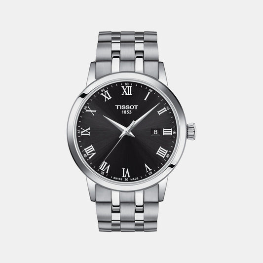 Classic Men Quartz Black Dial Analog Stainless Steel Watch T1294101105300