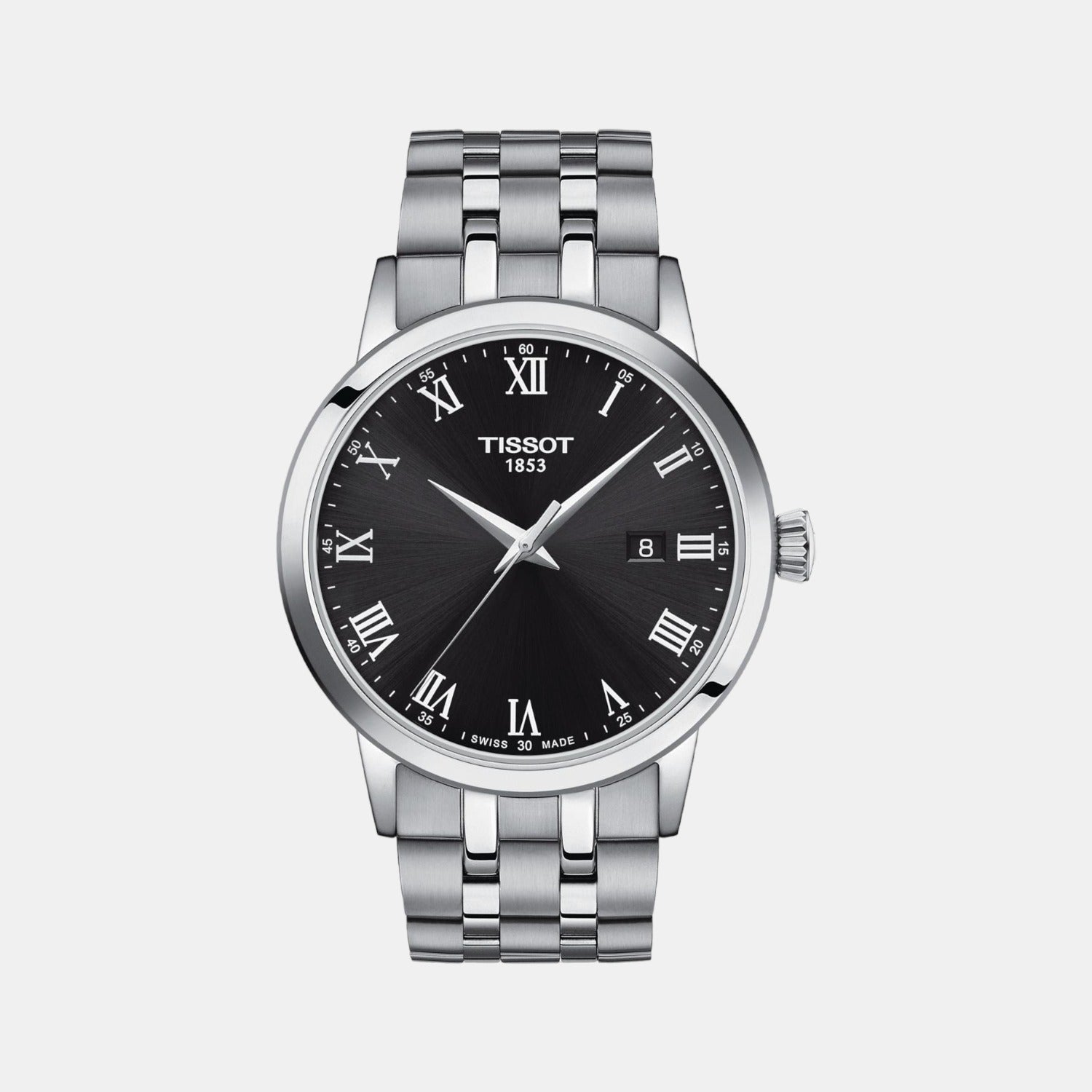 Classic Men Quartz Black Dial Analog Stainless Steel Watch T1294101105300