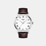 Classic Men Quartz White Dial Analog Leather Watch T1294101601300