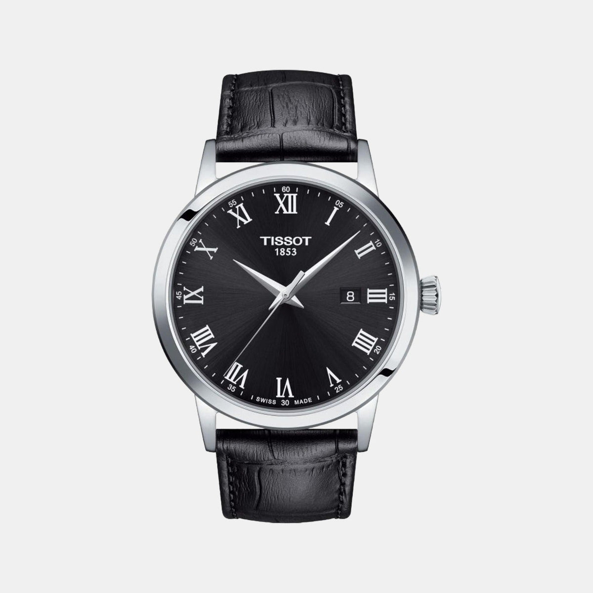 Classic Men Quartz Black Dial Analog Leather Watch T1294101605300