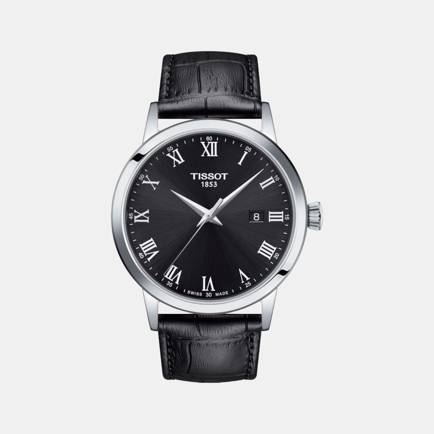 Classic Men Quartz Black Dial Analog Leather Watch T1294101605300