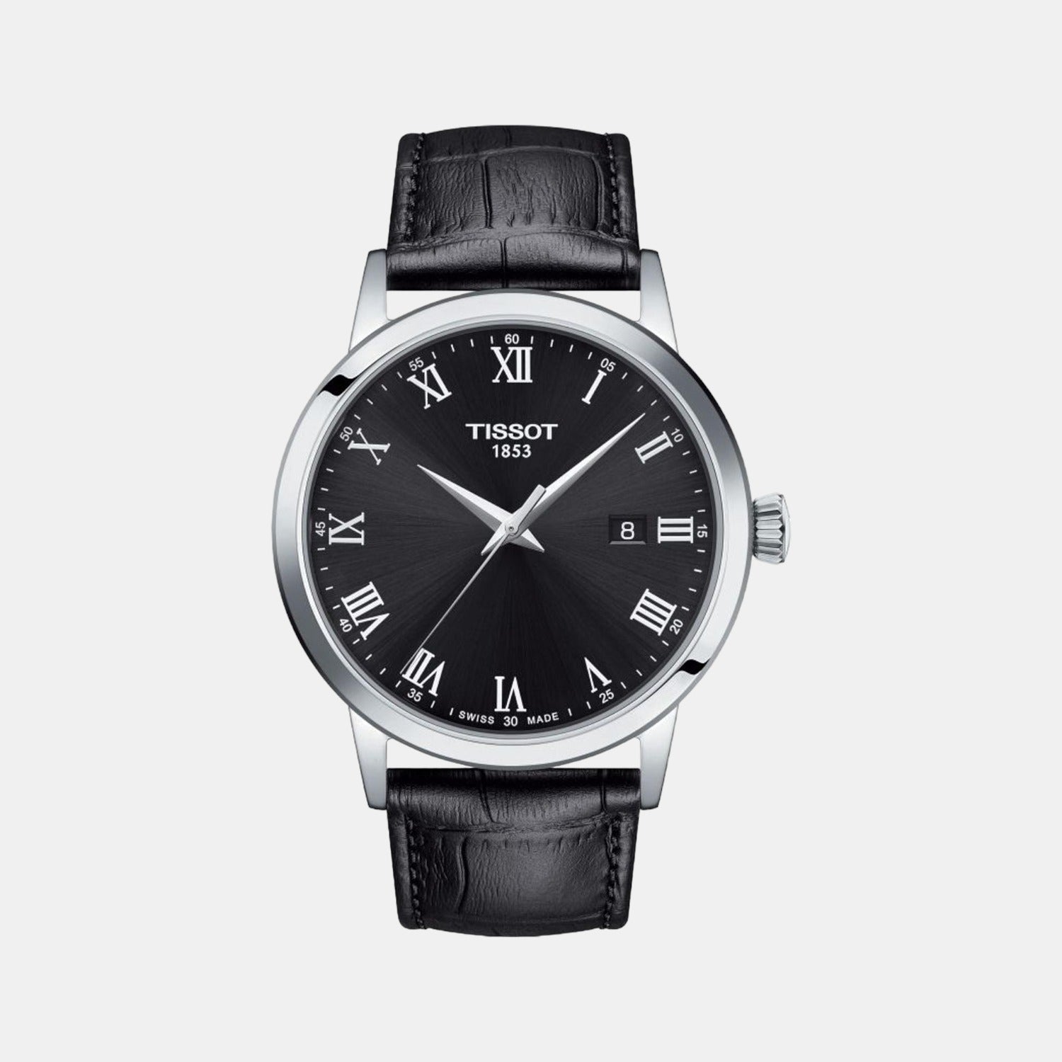 Classic Men Quartz Black Dial Analog Leather Watch T1294101605300