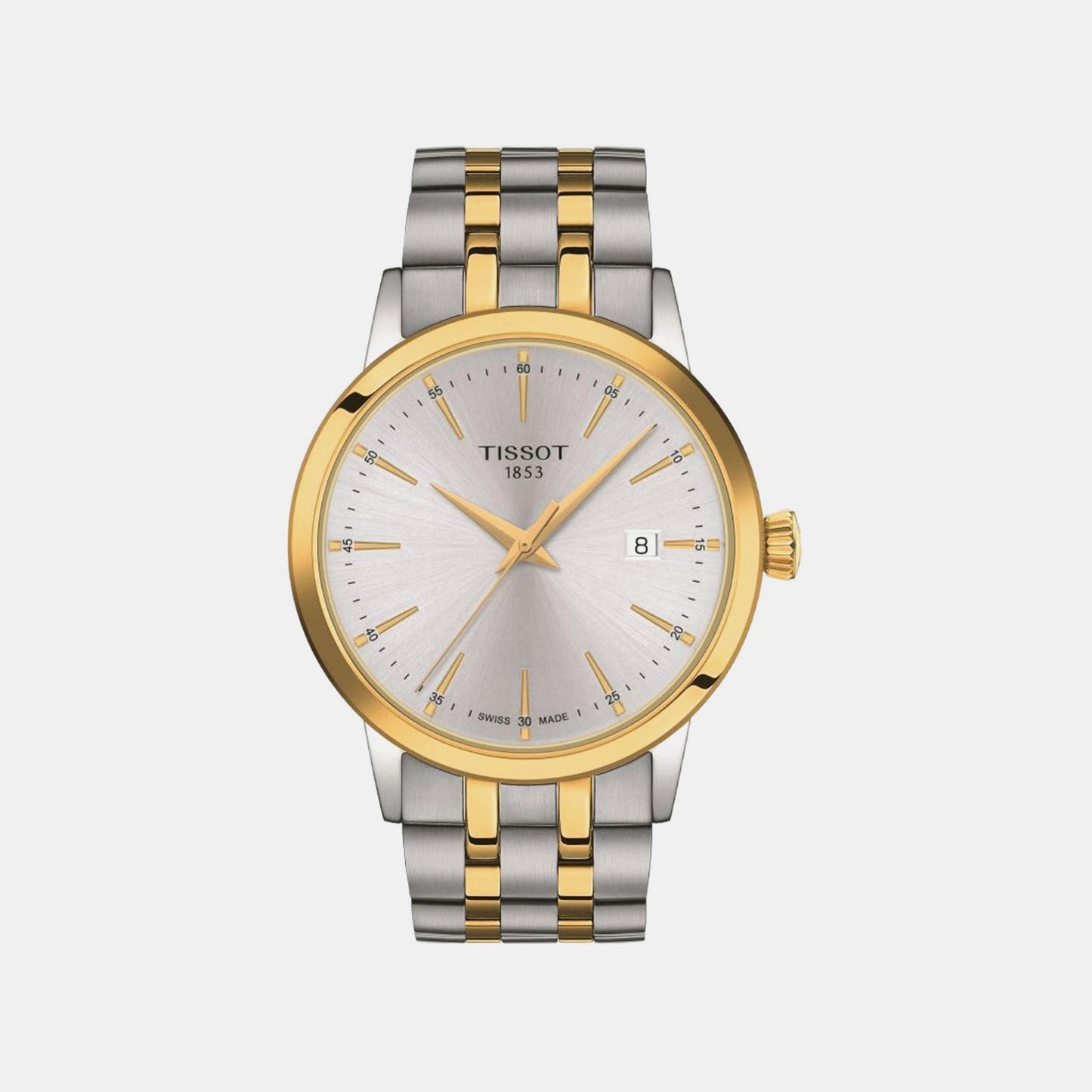 Classic Men Quartz Silver Dial Analog Stainless Steel Watch T1294102203100