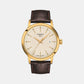 Classic Men Quartz Beige Dial Analog Leather Watch T1294103626100