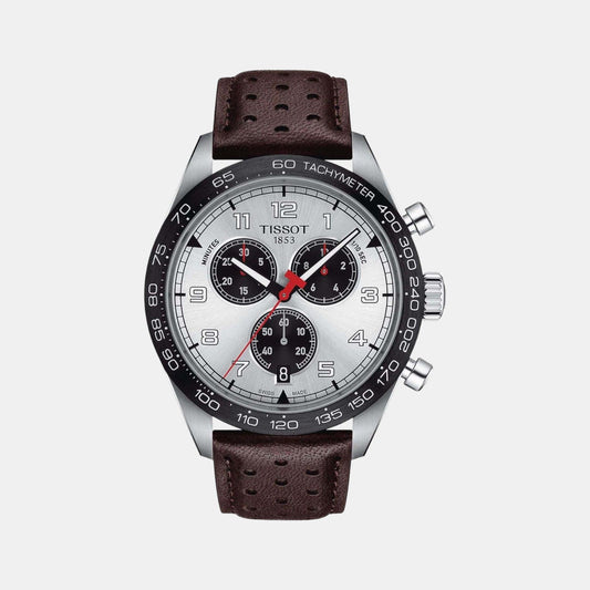 PRS 516 Men Quartz Silver Dial Chronograph Leather Watch T1316171603200