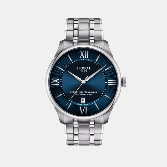 Chemin Des Tourelles Men Automatic Blue Dial Analog Stainless Steel Watch T1394071104800