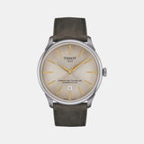 Chemin Des Tourelles Men Automatic Beige Dial Analog Leather Watch T1394071626100
