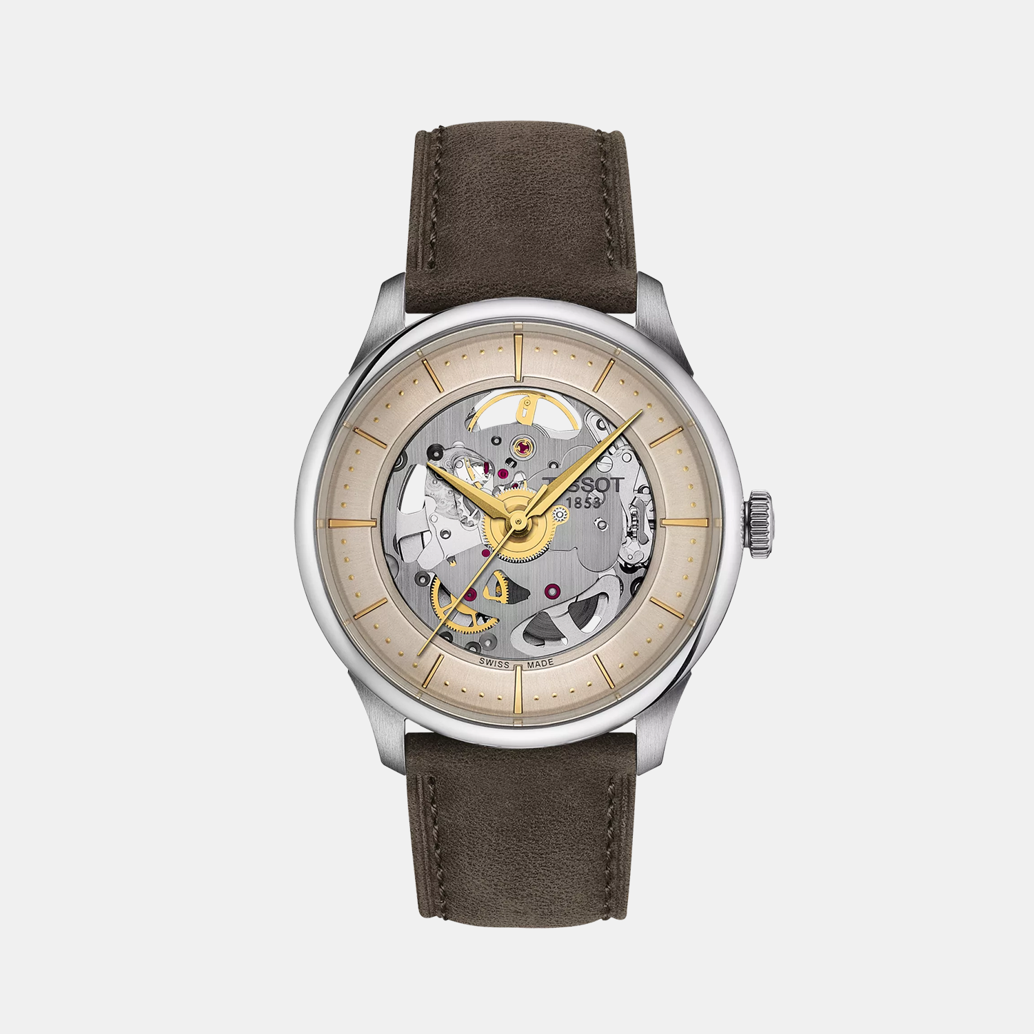 Chemin Des Tourelles Unisex Automatic White Dial Analog Leather Watch T1398361626100