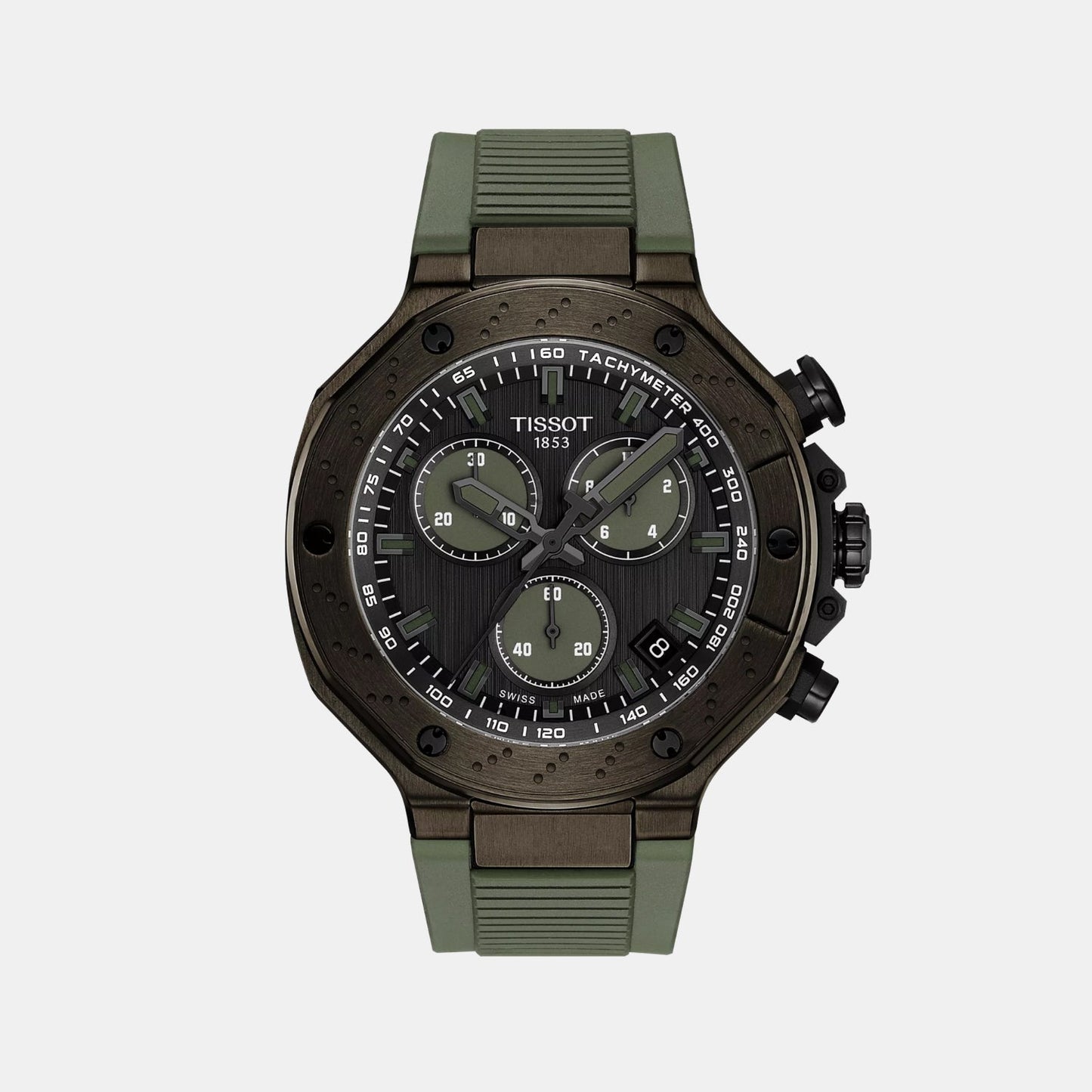 T-Race Men Quartz Grey Dial Chronograph Silicone Watch T1414173706102