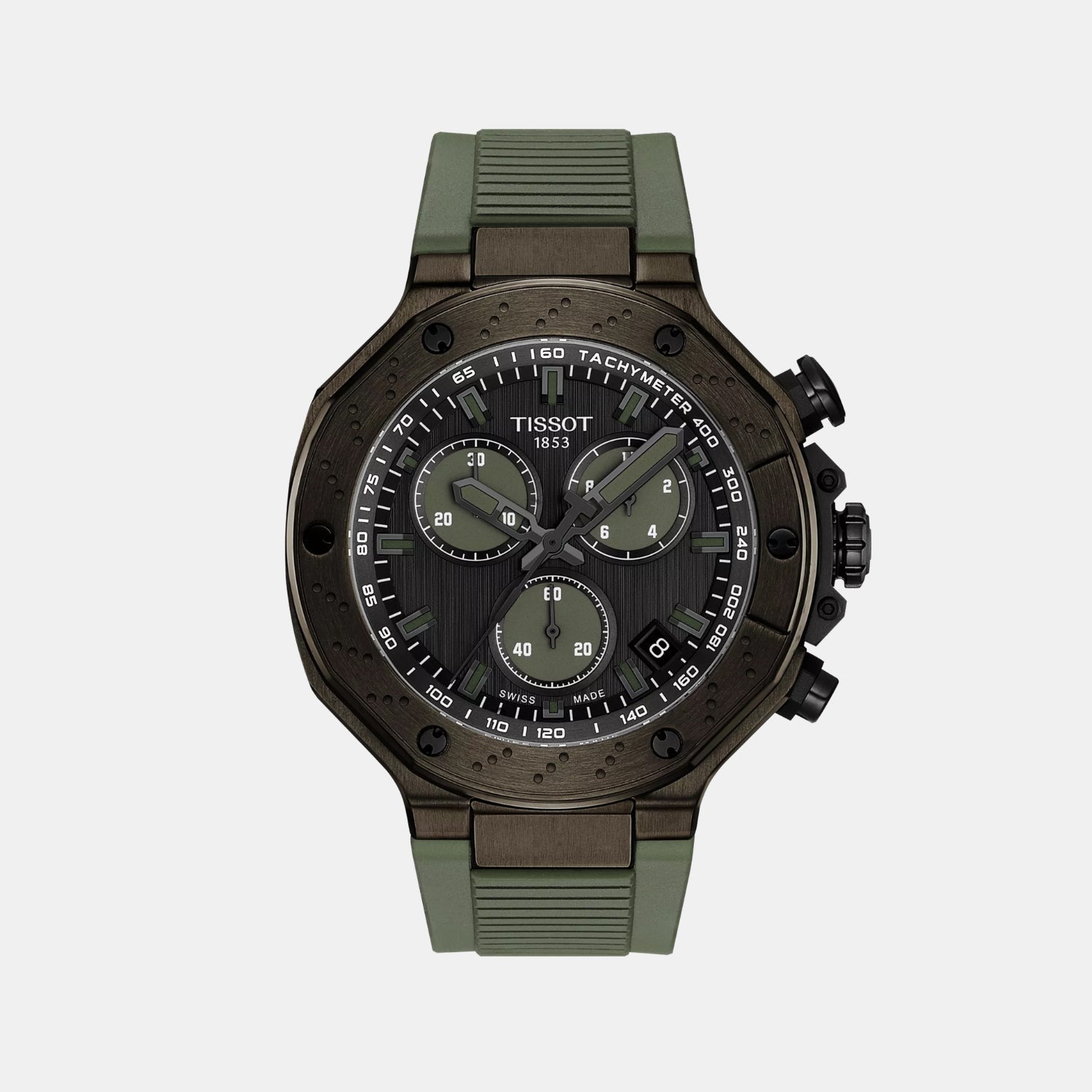 T-Race Men Quartz Grey Dial Chronograph Silicone Watch T1414173706102