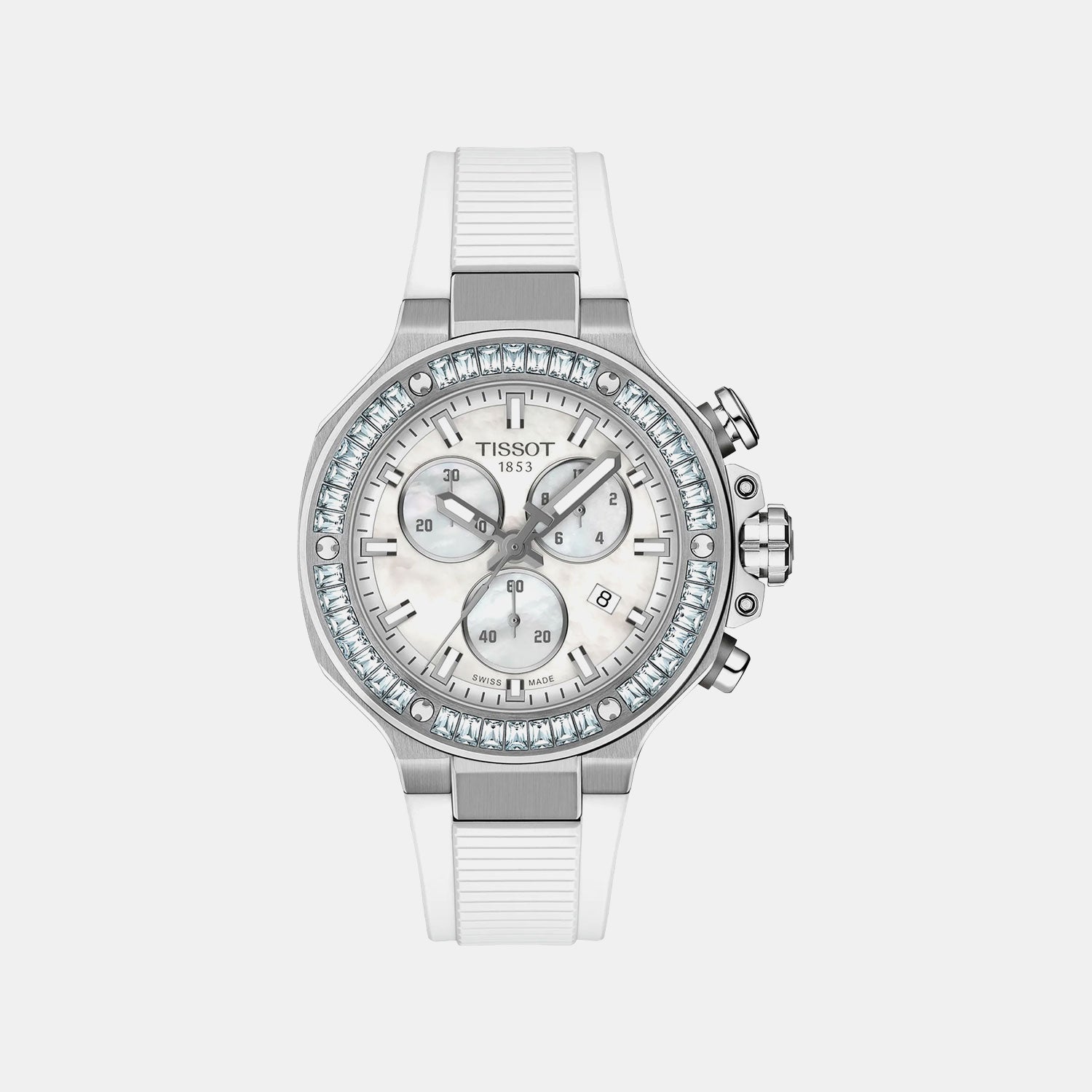 T-Race Unisex Quartz Mother Of Pearl Dial Chronograph Silicone Watch T1418179711100