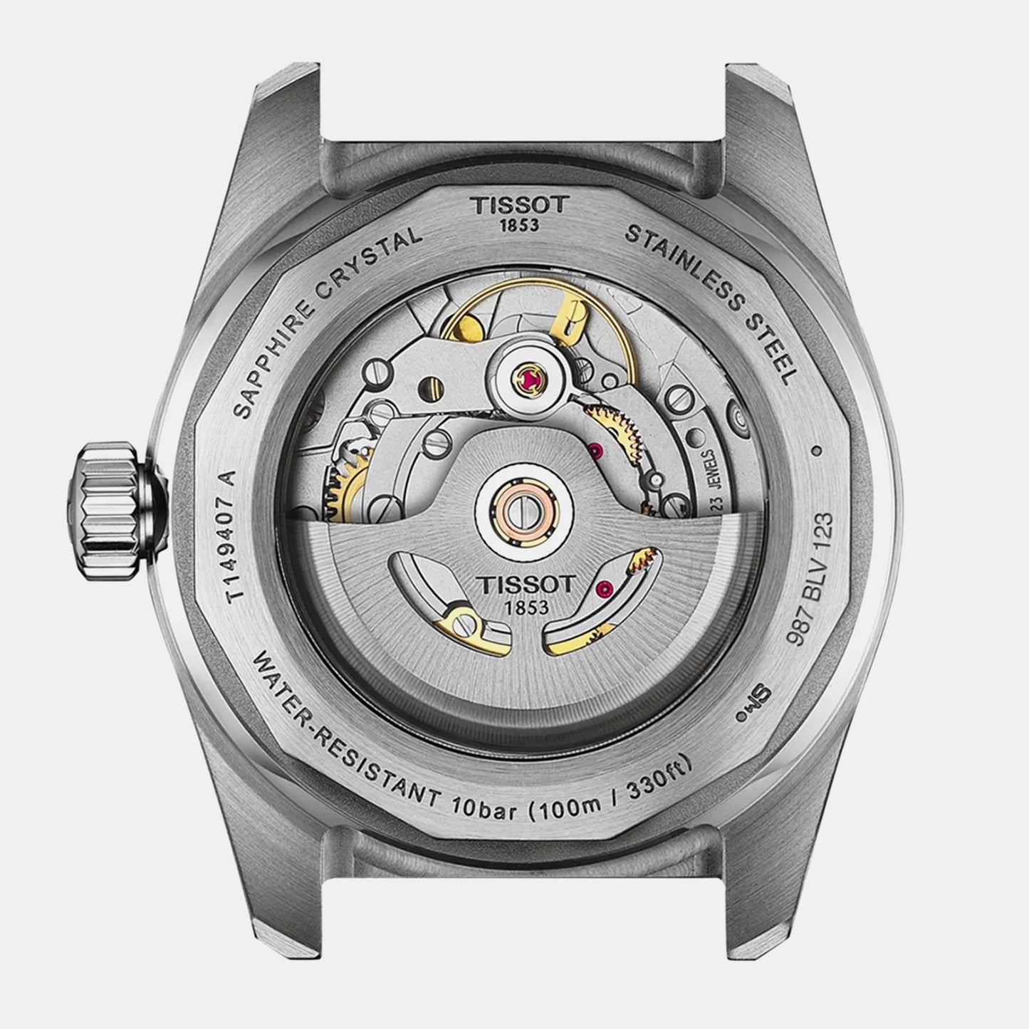Men Automatic White Dial Analog Stainless Steel Watch T1494071103100