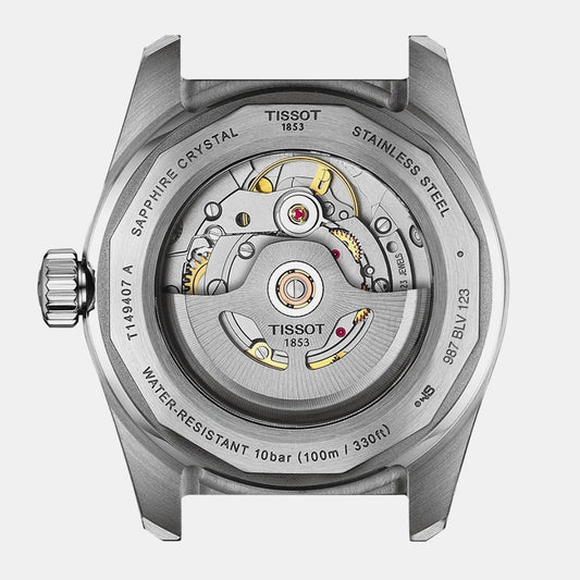 Men Automatic White Dial Analog Stainless Steel Watch T1494071103100