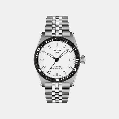 Men Automatic White Dial Analog Stainless Steel Watch T1494071103100