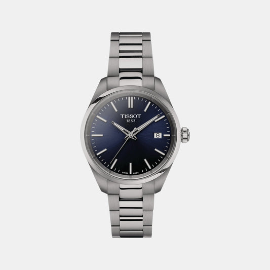 PR 100 Women Quartz Blue Dial Analog Stainless Steel Watch T1502101104100