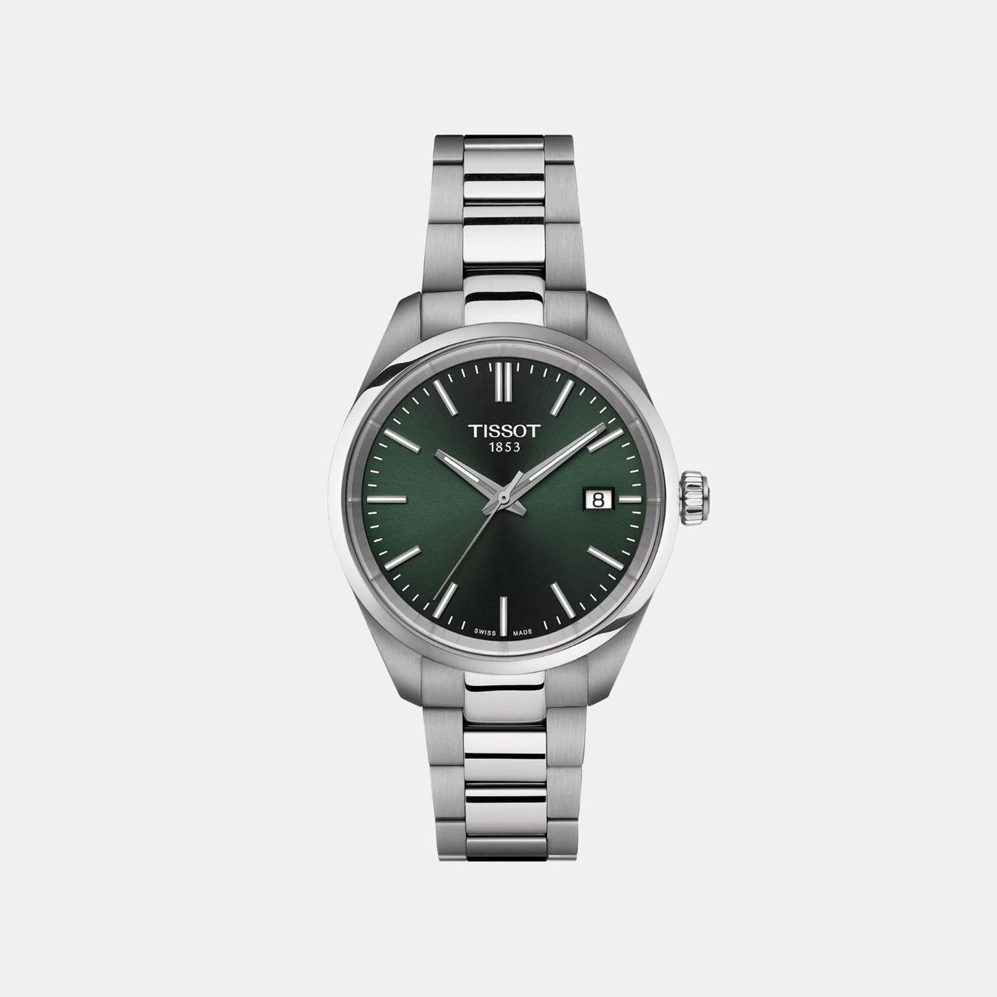 PR 100 Women Quartz Green Dial Analog Stainless Steel Watch T1502101109100