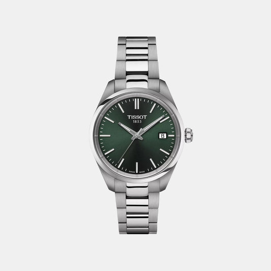 PR 100 Women Quartz Green Dial Analog Stainless Steel Watch T1502101109100