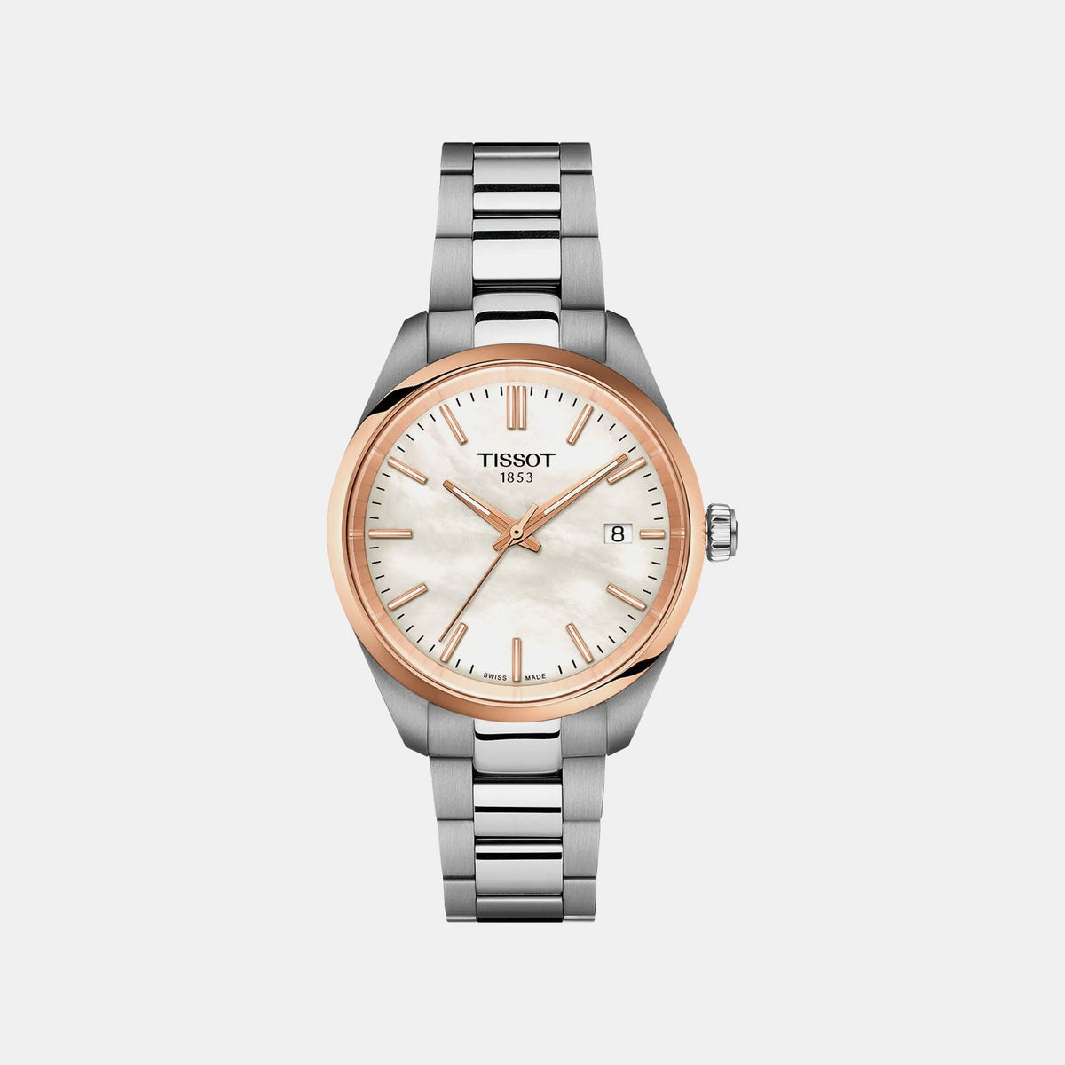 PR 100 Women Quartz Mother Of Pearl Dial Analog Stainless Steel Watch T1502102111100
