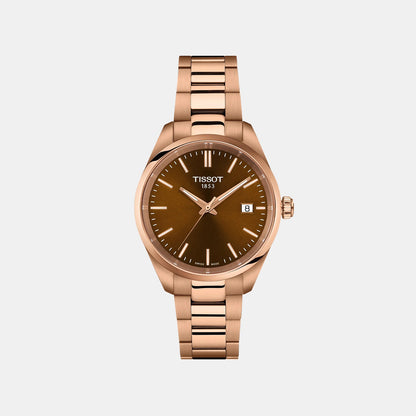 PR 100 Unisex Quartz Brown Dial Analog Stainless Steel Watch T1502103329100