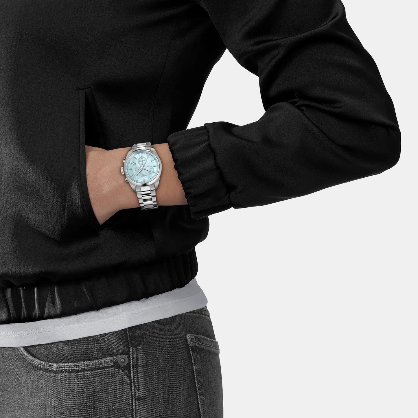 Pr 100 Women Quartz Blue Dial Chronograph Stainless Steel Watch T1502171113100