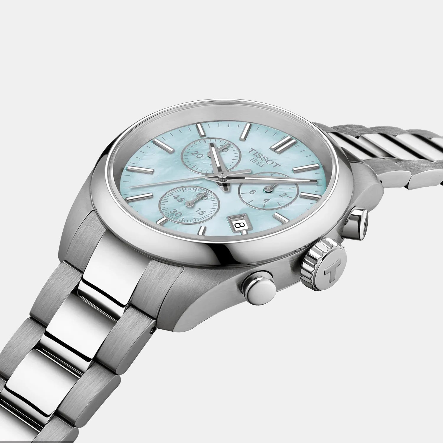 Pr 100 Women Quartz Blue Dial Chronograph Stainless Steel Watch T1502171113100