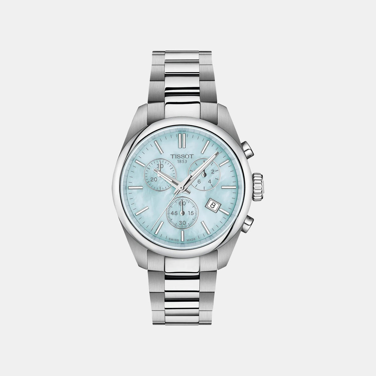 Pr 100 Women Quartz Blue Dial Chronograph Stainless Steel Watch T1502171113100