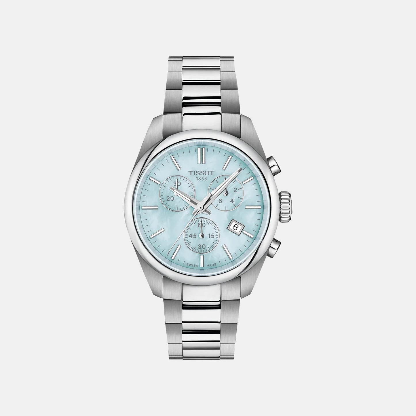 Pr 100 Women Quartz Blue Dial Chronograph Stainless Steel Watch T1502171113100
