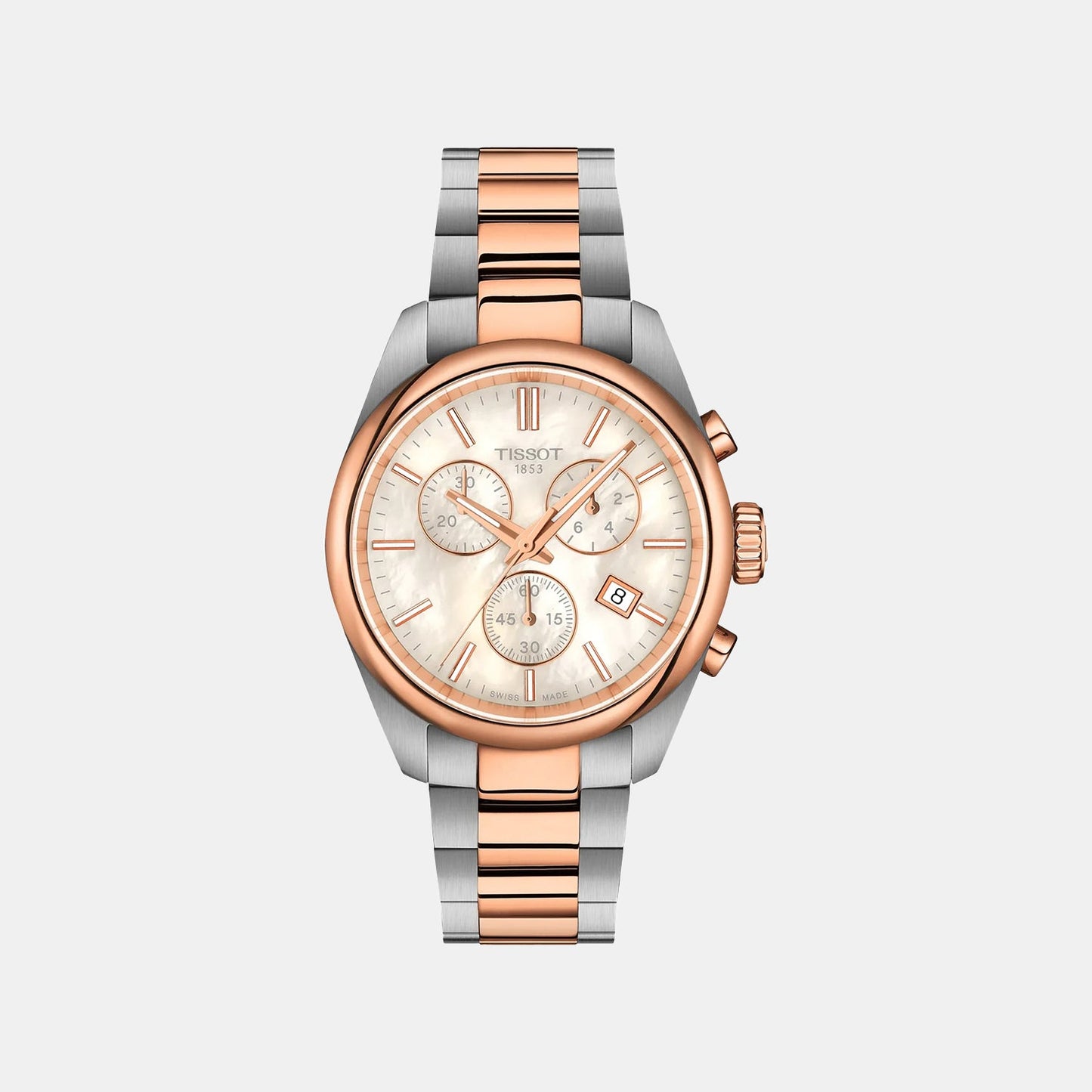 Pr 100 Classic Contemporary Women Quartz Mother Of Pearl Dial Analog Stainless Steel Watch T1502172211100