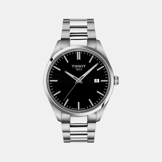 PR 100 Men Quartz Black Dial Analog Stainless Steel Watch T1504101105100