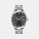 Pr 100 Men Quartz Grey Dial Analog Stainless Steel Watch T1504101108100