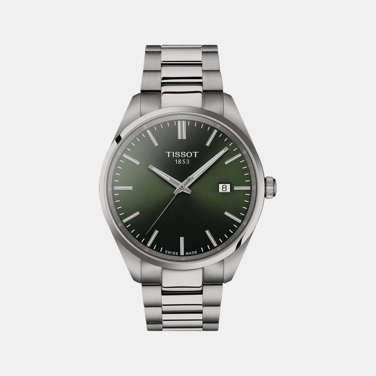 PR 100 Men Quartz Green Dial Analog Stainless Steel Watch T1504101109100