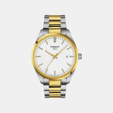 Pr 100 Men Quartz White Dial Analog Stainless Steel Watch T1504102201100