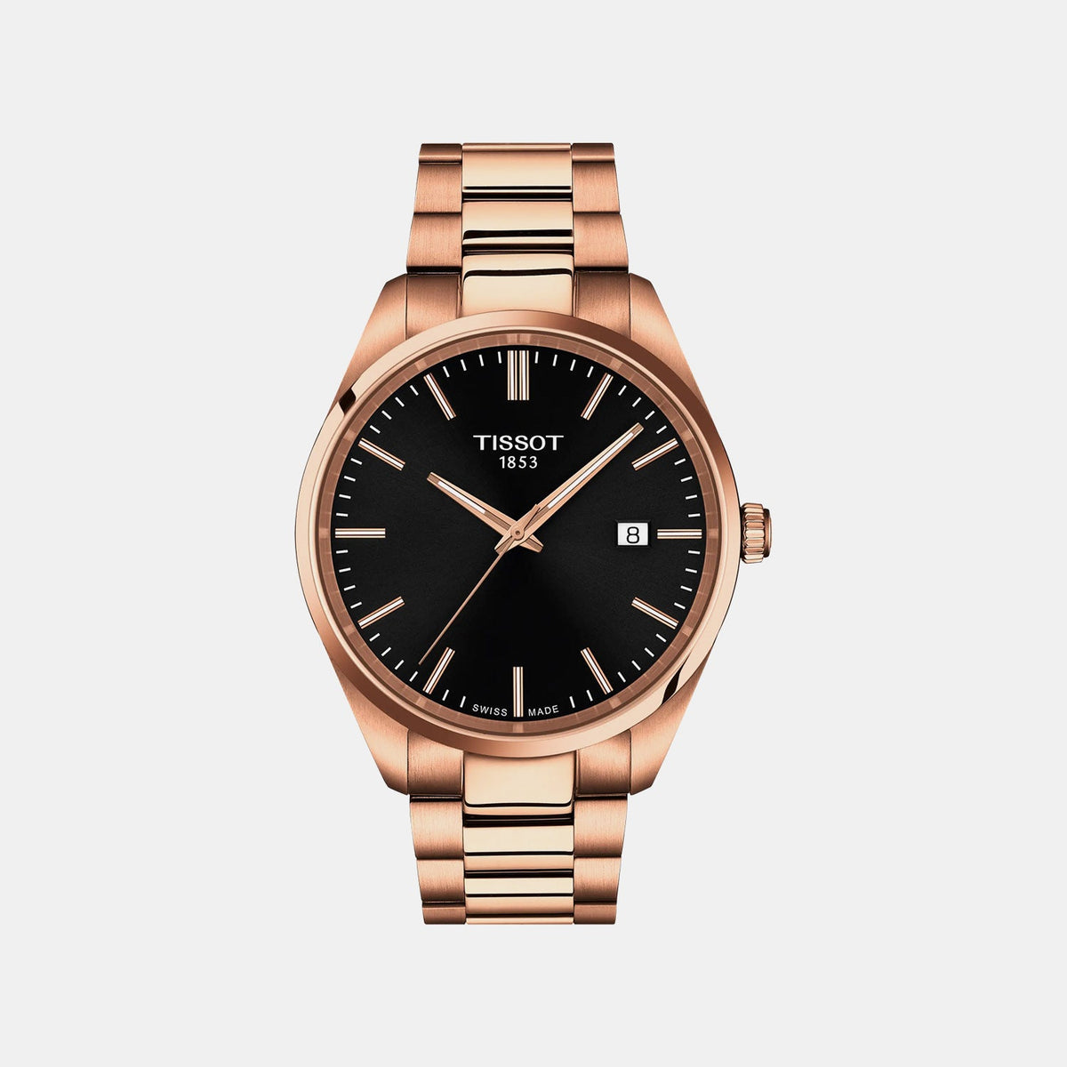 Pr 100 Men Quartz Black Dial Analog Stainless Steel Watch T1504103305100