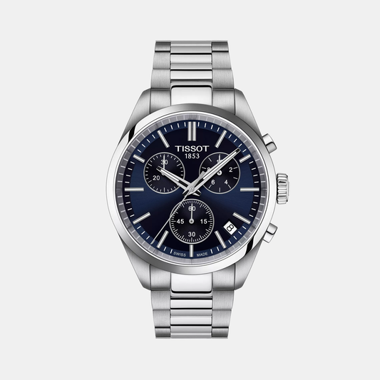 PR 100 Men Quartz Blue Dial Chronograph Stainless Steel Watch T1504171104100