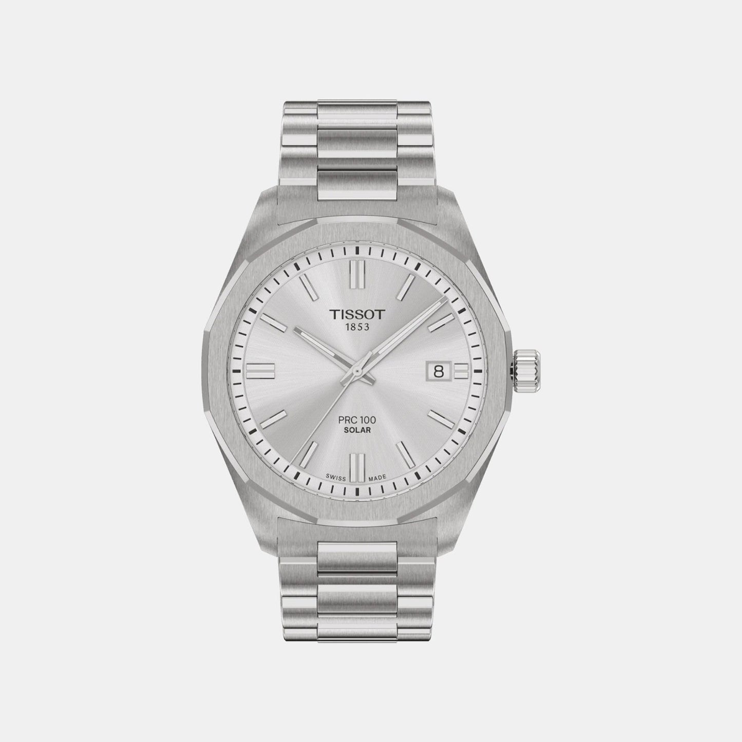 PRC 100 Unisex Solar Silver Dial Analog Stainless Steel Watch T1514221103100