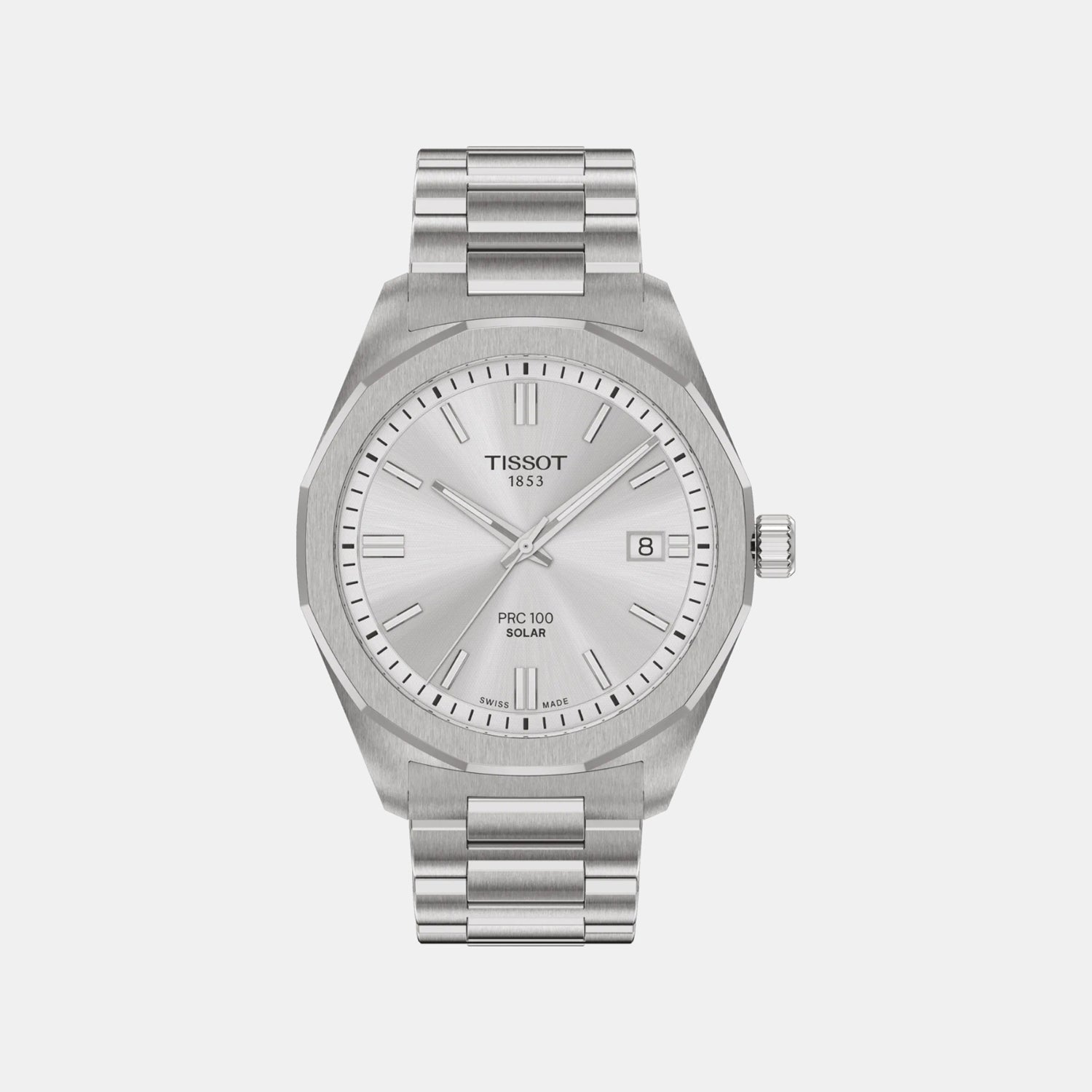 PRC 100 Unisex Solar Silver Dial Analog Stainless Steel Watch T1514221103100