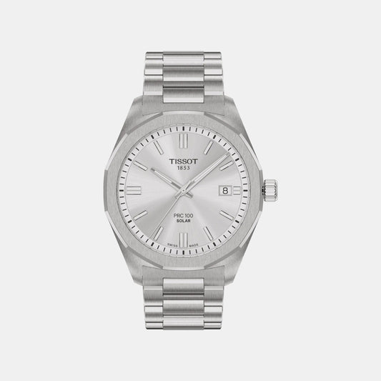 PRC 100 Unisex Solar Silver Dial Analog Stainless Steel Watch T1514221103100
