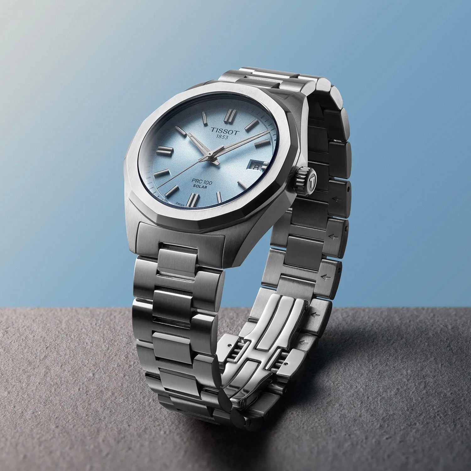 PRC 100 Women Solar Blue Dial Analog Stainless Steel Watch T1518221135100