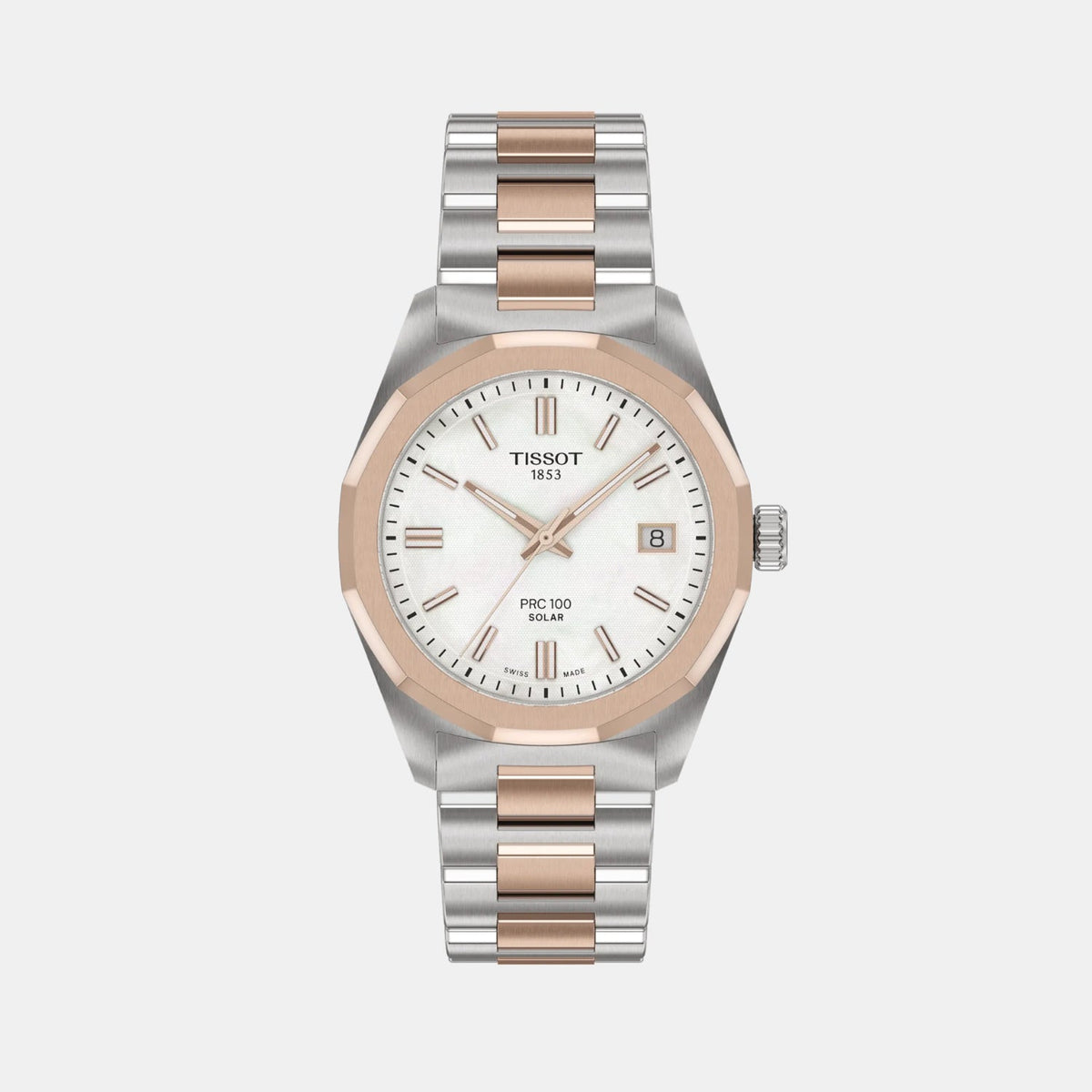 PRC 100 Women Solar Mother Of Pearl Dial Analog Stainless Steel Watch T1518222211100